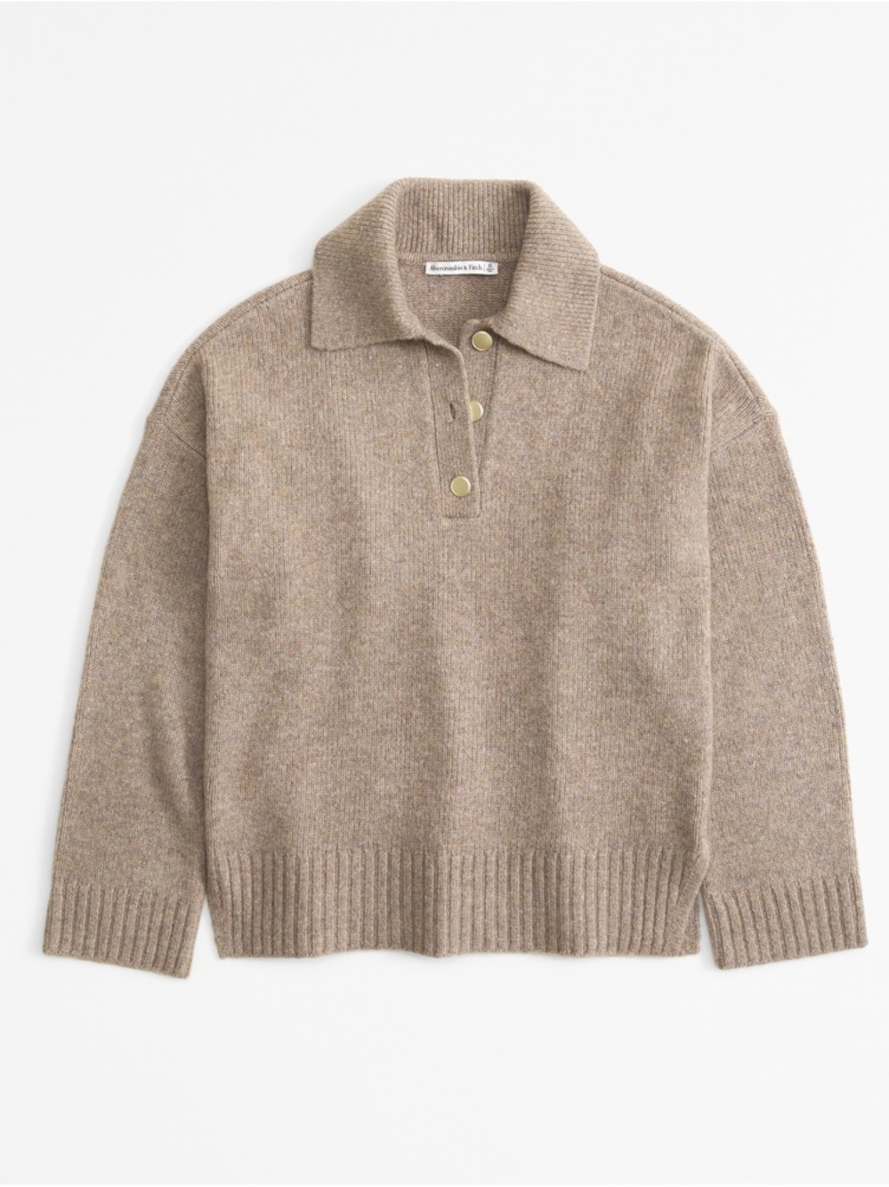 Abercrombie & Fitch Collared Polo Knit Sweater in Taupe